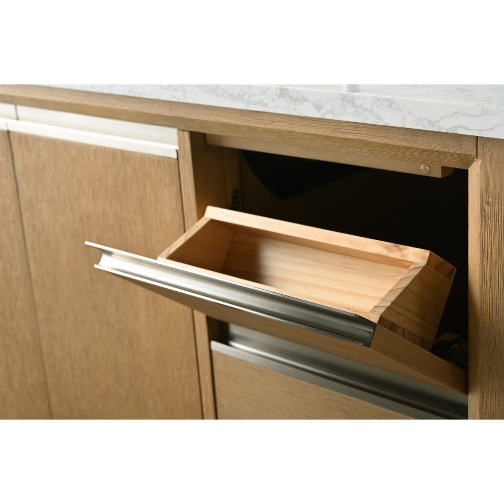 Vanity Art Bathroom Vanity With Sink, Natural Oak, 42" Single