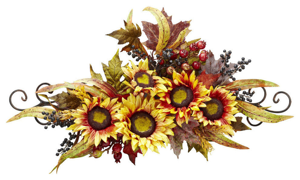 Sunflower Swag With Metal Frame