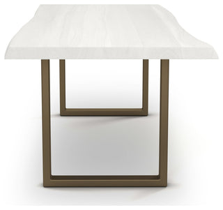 Brooks Dining Table, White Wash, Brass, 40"x92", U-Base