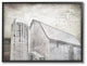 Farm Grainhouse Black & White Distressed Textures Framed Giclee Art, 16"x20"
