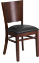 Dyersburg Wood Chair Solid Back Walnut, Black Vinyl Seat
