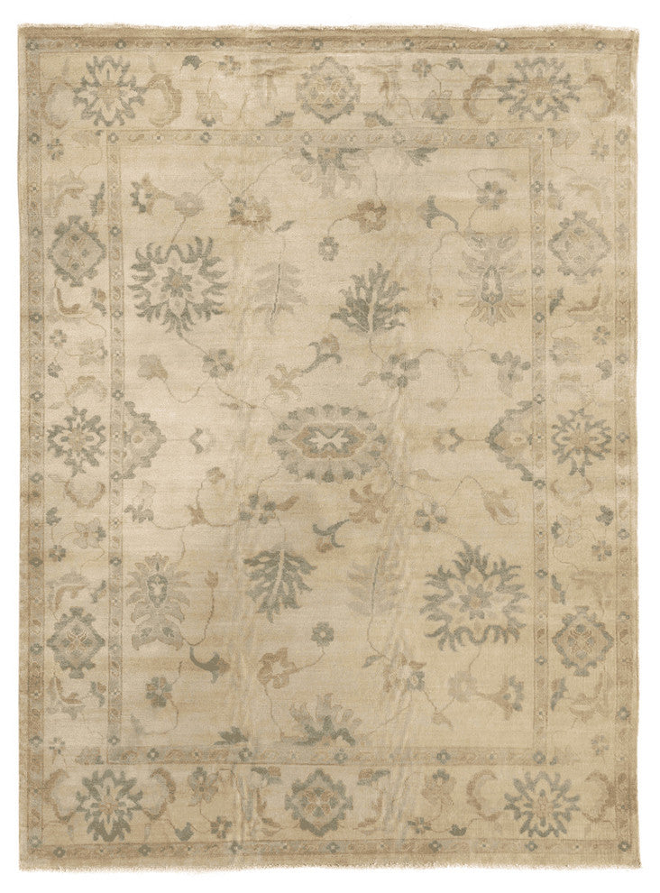 Verna Antique-Style Woven Oushak Rug, Ivory, 14'x18'