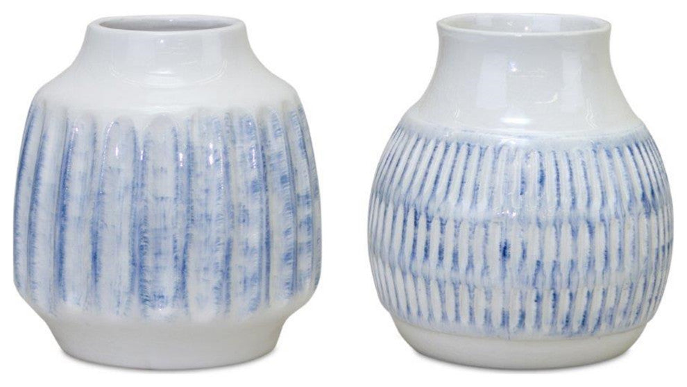 Vase, 2-Piece Set, 6"Dx5.5"H Ceramic