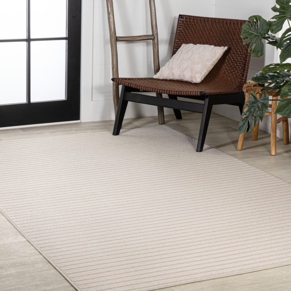 Aarhus High-Low Minimalist Scandi Striped Indoor/Outdoor Area Rug