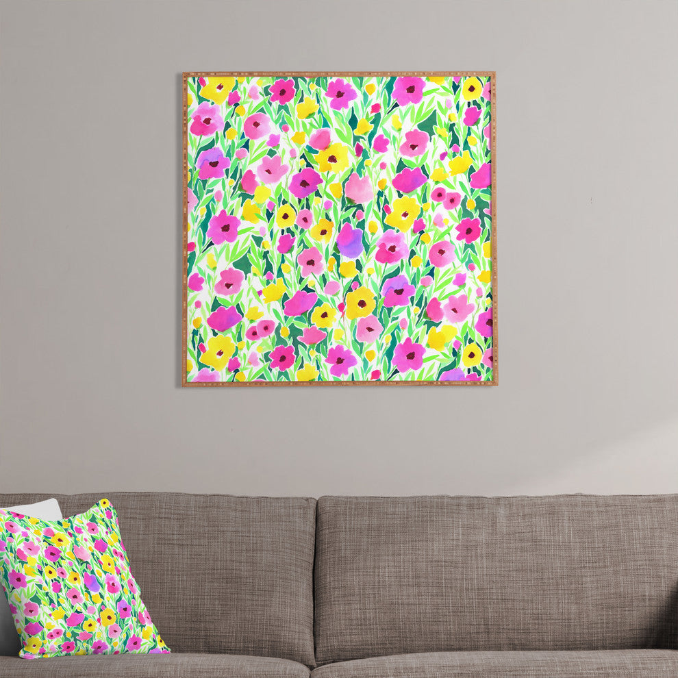 Deny Designs Jacqueline Maldonado Flower Field Pink Yellow Framed Wall Art