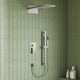 Dual-Function Waterfall & Rainfall Shower Faucet Set With Rough-In Valve, Brushed Nickel