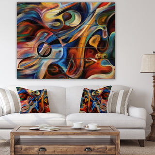 Designart Abstract Music Rhythm Abstract Wood Wall Art 46x36