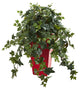 Nearly Natural Ivy Artificial Plant In Red Planter