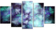 Perfect Flowery Starry Sky, Contemporary Canvas Art Print, 60"x32", 5 Panels