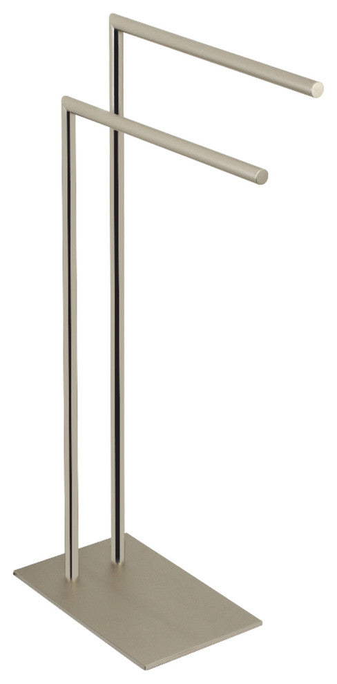 Kingston Brass Pedestal Dual Towel Rack, Brushed Nickel