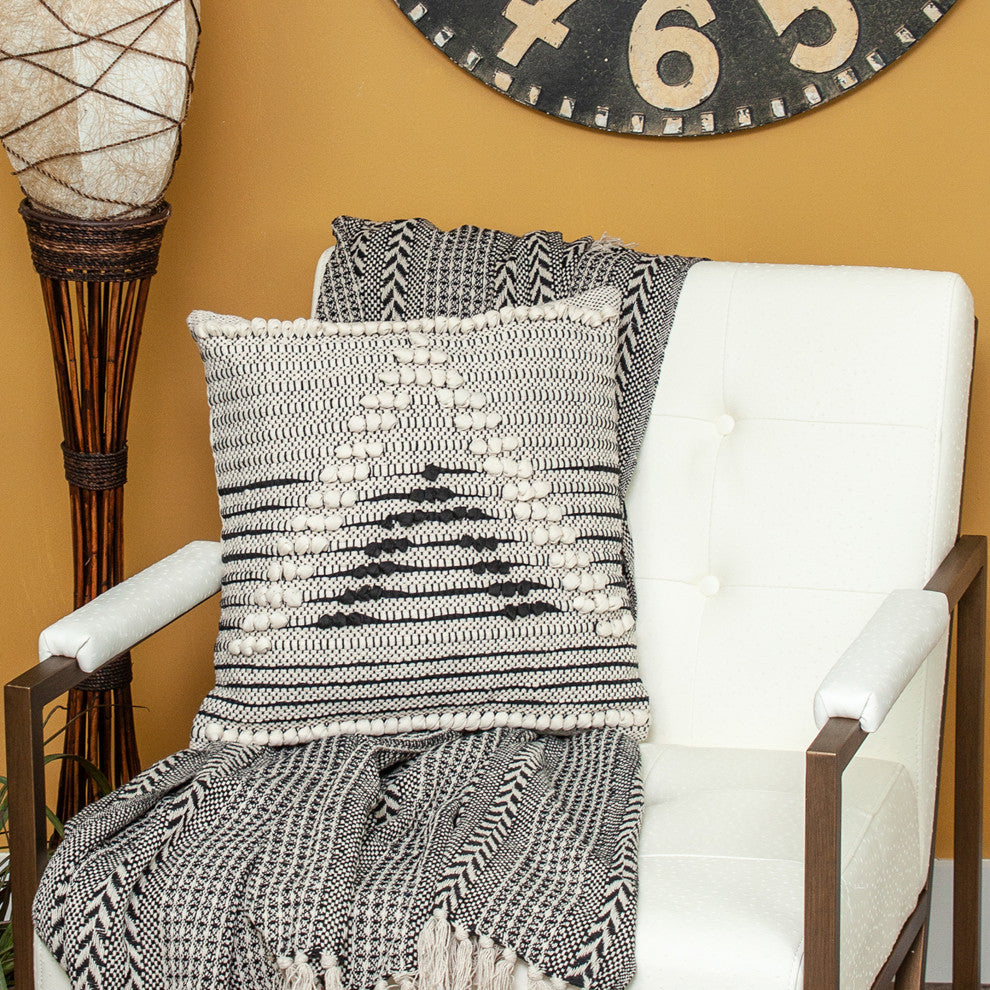 Parkland Collection Janice Bohemian Beige Pillow Cover With Poly Insert