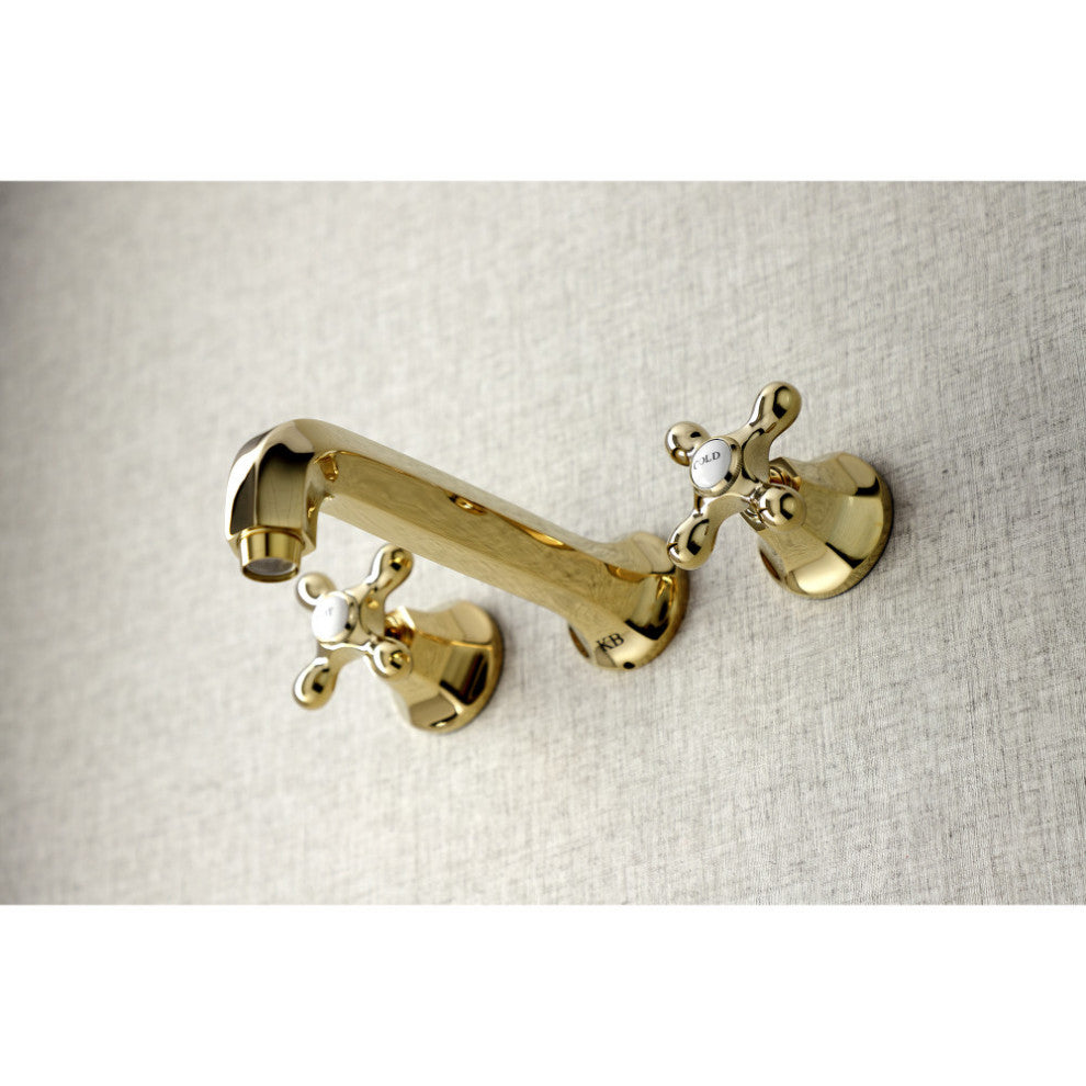KS4022AX 2-Handle Wall Mount Tub Faucet, Polished Brass
