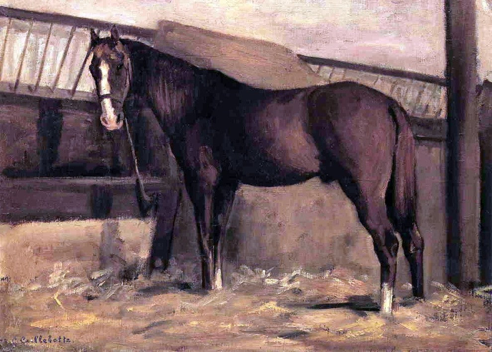 Gustave Caillebotte Yerres- Reddish Bay Horse in the Stable Wall Decal