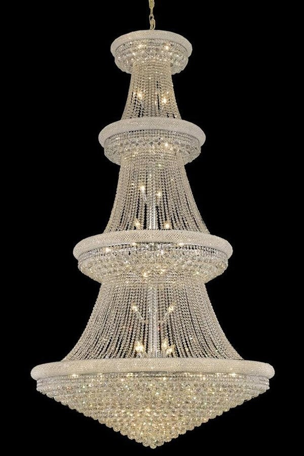 Elegant Primo Foyer Hall Light, Chrome Finish With Royal Cut Crystal