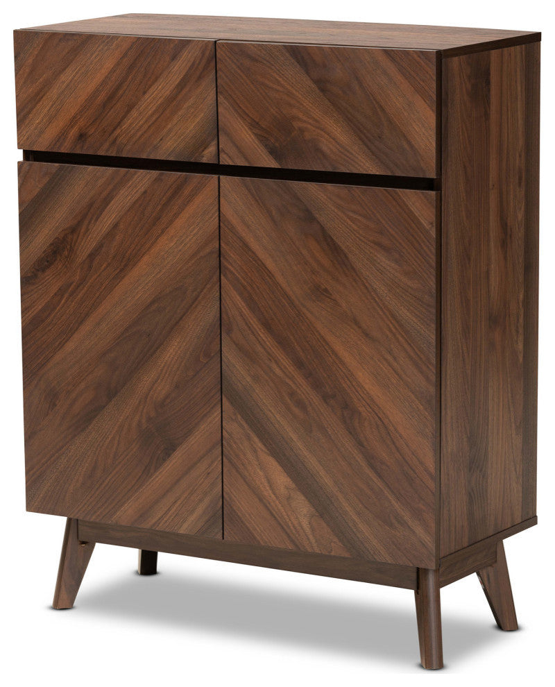 Hugo Mid-Century Shoe Cabinet, Walnut Brown