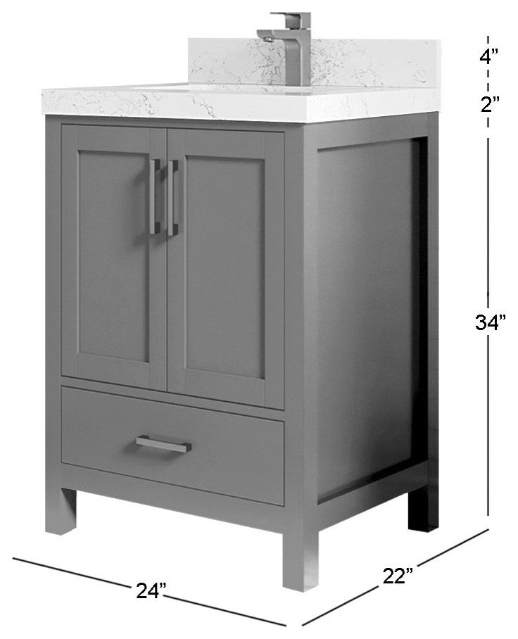 Malibu 24" Single Sink Bath Vanity in Lafayette Green 2" Viola Brown