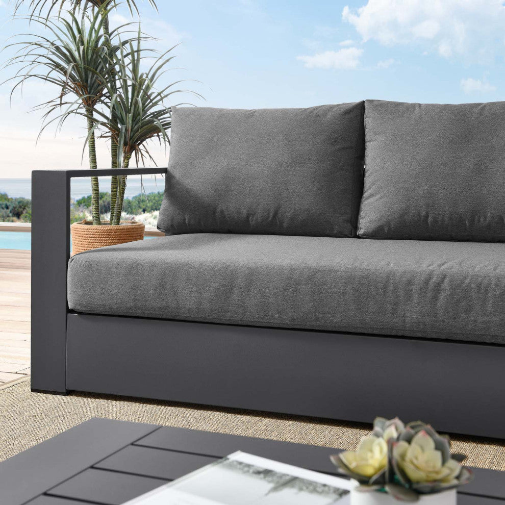 Lounge Sofa, Gray, Aluminum, Modern, Outdoor Patio Bistro Hospitality