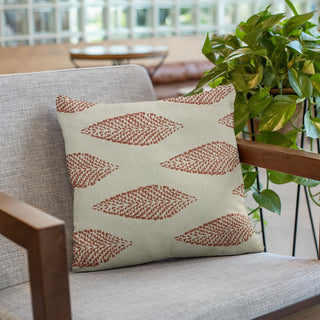 Plutus Red Large Leafs Floral Luxury Throw Pillow, 22"x22"