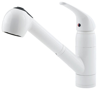 Pfirst Series 1-Handle Pull-Out Kitchen Faucet, White