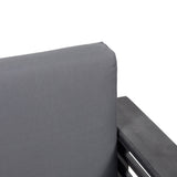 Rabun Outdoor Acacia Wood Club Chairs with Cushions, Dark Gray, Single