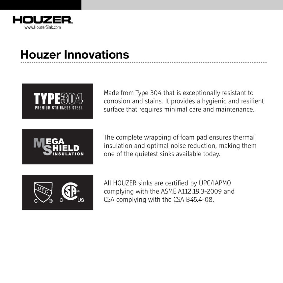 Houzer CTB-3285 Contempo Trough 32" Undermount Single Basin - Stainless Steel