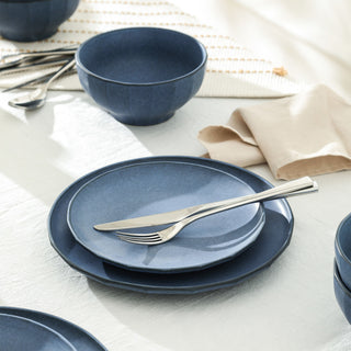 Stone Lain Rio Stoneware 24-Piece Dinnerware Set, Blue