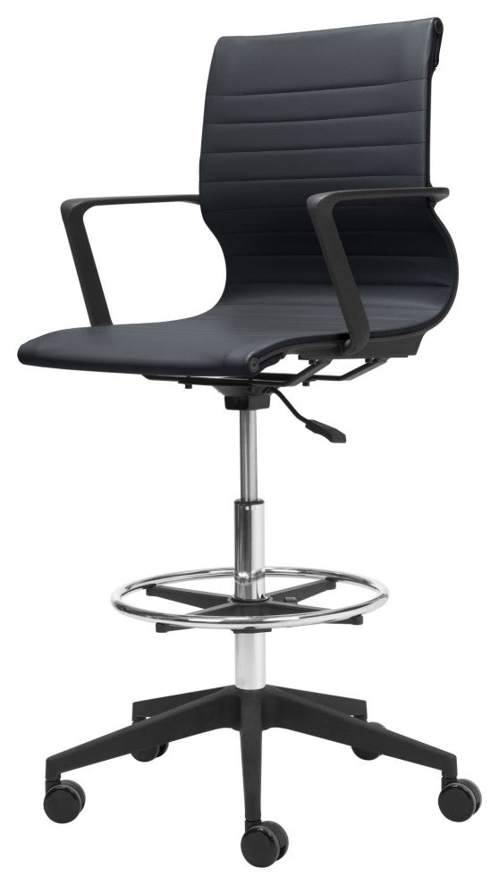 Computer Work Chair, Fabric, Steel, Black, Black, Chrome, Home Business Office