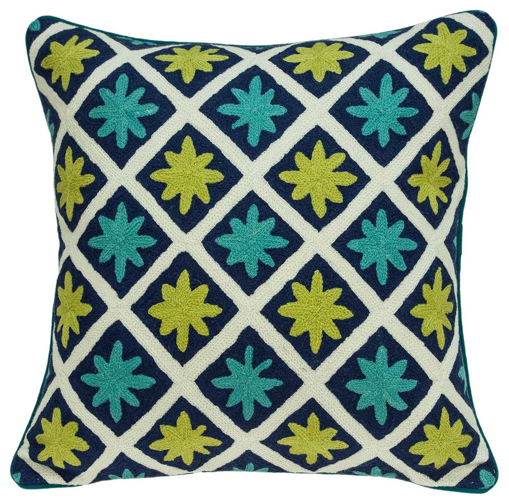 HomeRoots 20" x 7" x 20" Handmade Shades Of Green Pillow Cover With Poly Insert