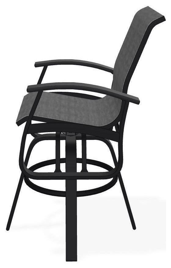 Belle Isle Sling Bar Height Outdoor Swivel Armchair, Collect Charcoal/Black