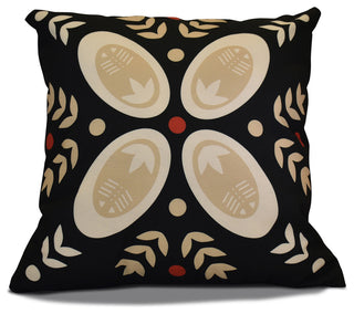 Decorative Holiday Pillow Geometric Print, Black, 18"x18"