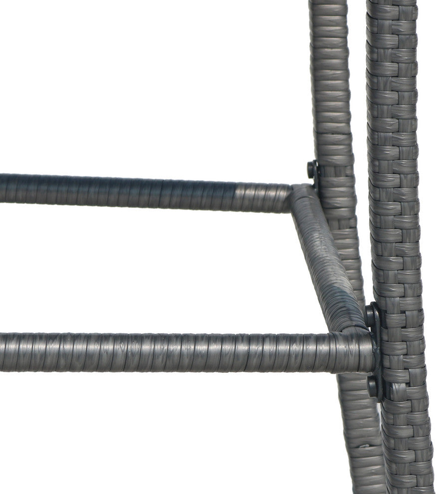 Beatrice Outdoor Wicker Barstool Chair, Set of 2, Gray