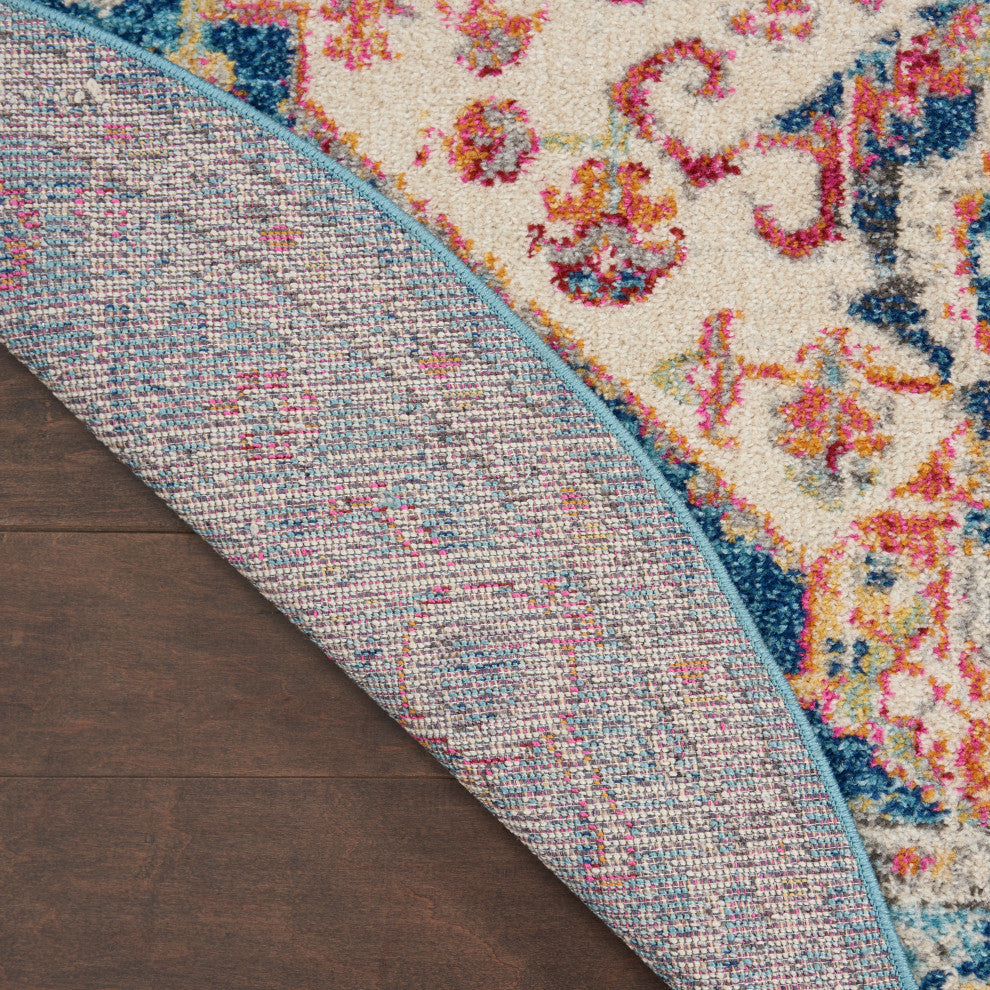 Nourison Passion 4' x Round Ivory/Light Blue Bohemian Indoor Area Rug
