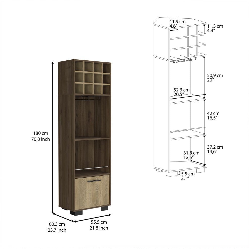 DEPOT E-SHOP Norway Corner Bar Cabinet, Mahogany