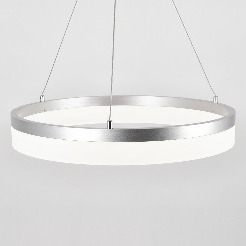 Artika Optical Ring LED Pendant Ceiling Light, Silver - Multiple CCT