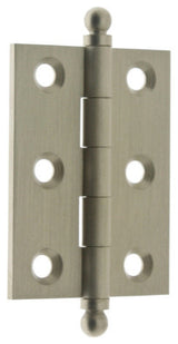 Genuine Solid Brass 2" x 1-1/2" Cabinet Hinges, Satin Nickel, Pair