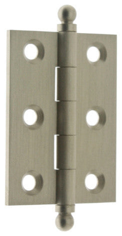 Genuine Solid Brass 2" x 1-1/2" Cabinet Hinges, Satin Nickel, Pair