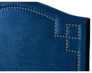 Royal Blue Velvet Fabric Upholstered Twin Size Headboard