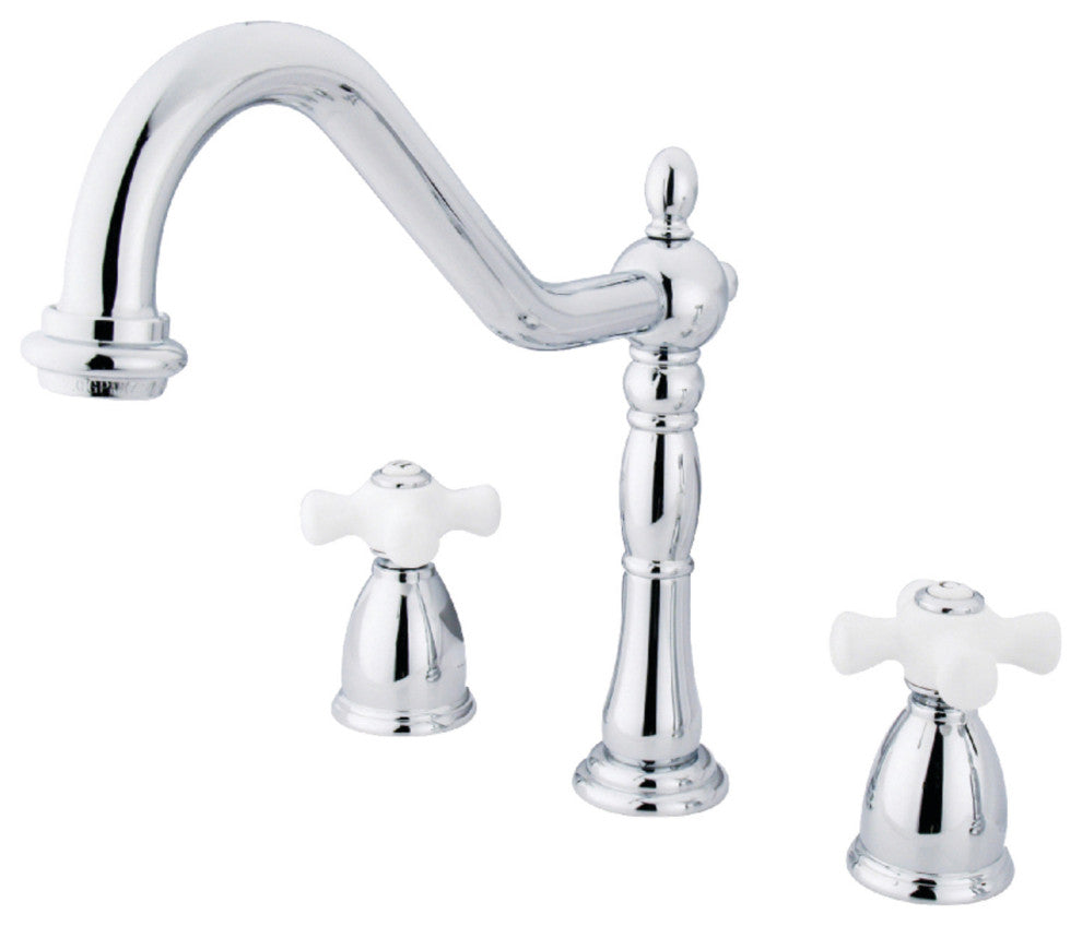 Kingston Brass Widespread Kitchen Faucet, Polished Chrome