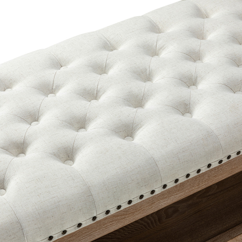 Jordan Upholstered Storage Ottoman, Ivory