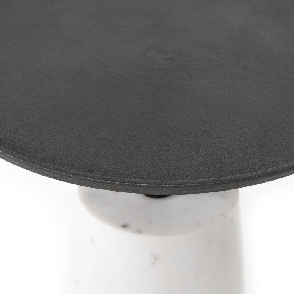 Cronos End Table-Polished White Marble