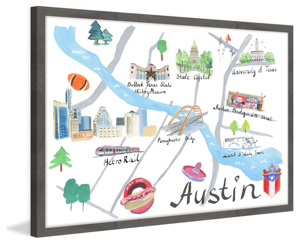 "Lively Austin" Framed Painting Print, 30x20