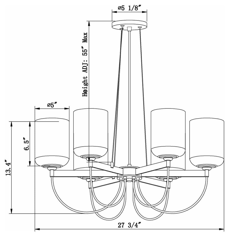 6 Light Chandelier, Antique Bronze, Clear Glass