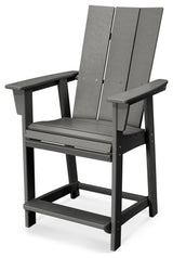 POLYWOOD Modern Adirondack Counter Chair, Slate Gray