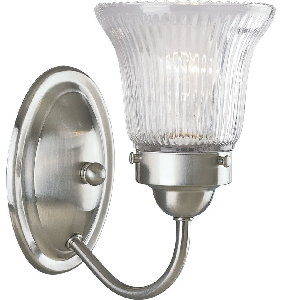 Progress Lighting Fluted Glass 1-Light Bath Light With Clear Prismati