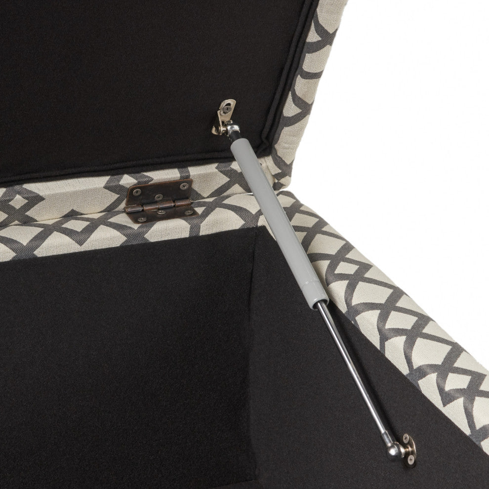 GDF Studio Estee Gray Geometric Patterned Fabric Storage Ottoman