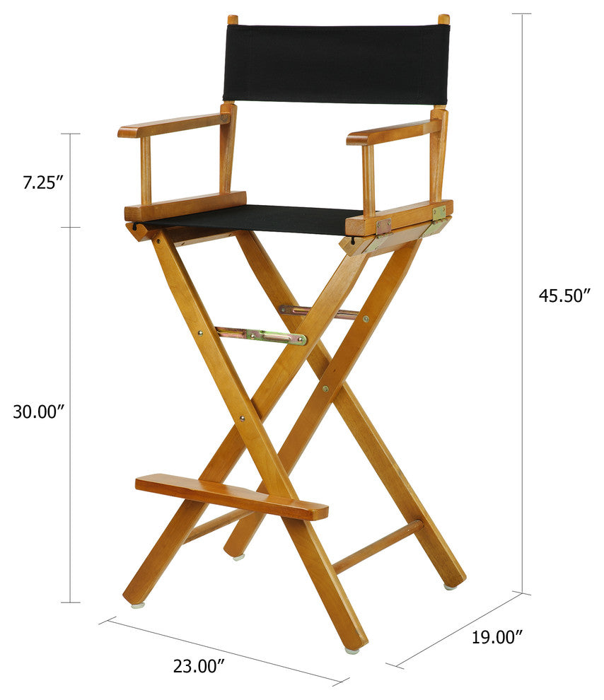 030" Director's Chair Honey Oak Frame-Black Canvas