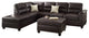 Benzara Bonded Leather Wooden Three Pieces Sectional Set, Espresso Brown