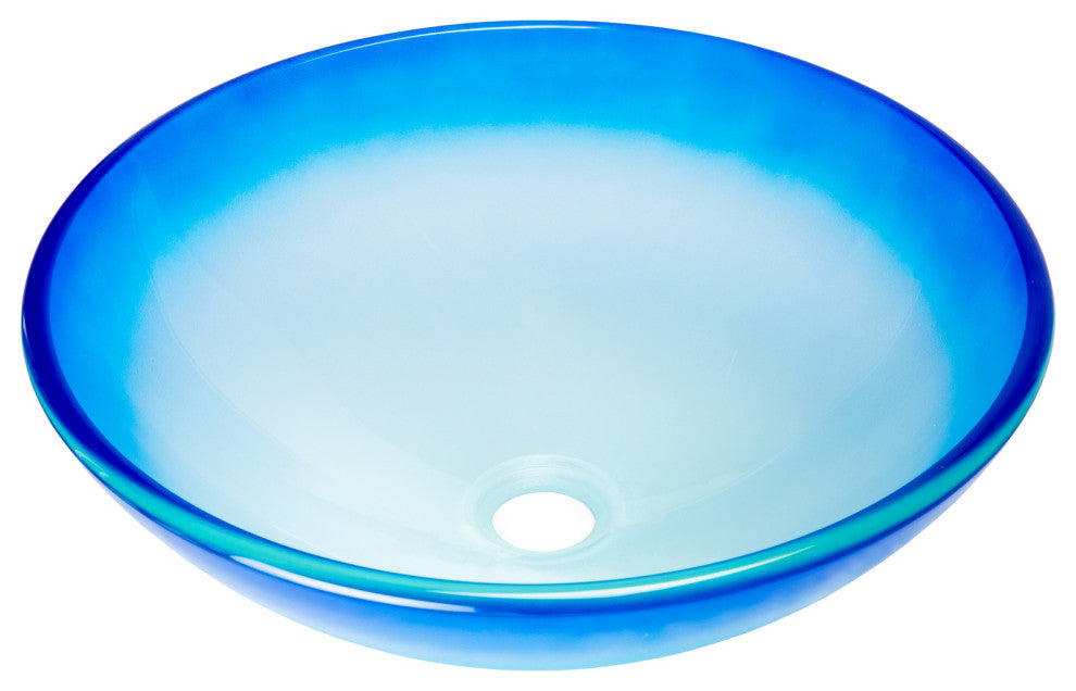 Eden Bath EB_GS70 Blue Cloud Frosted Round Glass Vessel Sink