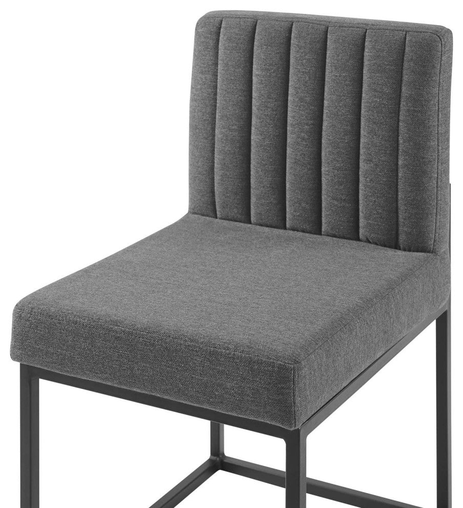 Side Dining Chair, Set of 2, Fabric, Metal, Black Gray, Modern, Cafe Bistro