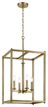Crosby 31" 4-Light Foyer Pendant With Clear Glass, Natural Brass